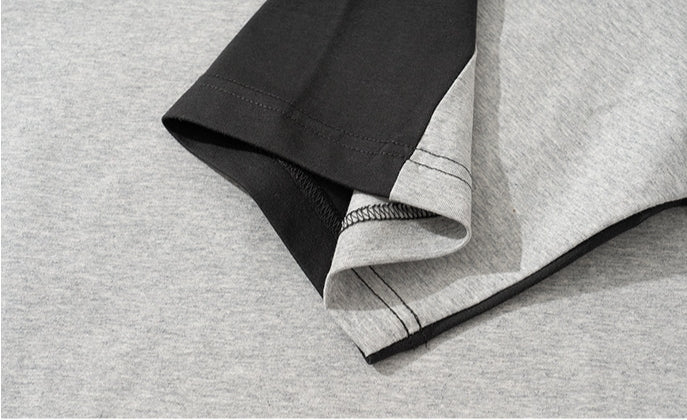 ラウンドネック 短袖メンズTシャツトッブス 半袖 2024春夏新作 スプライス 涼感